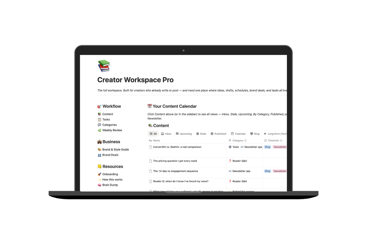 Creator Workspace Pro — Notion Template