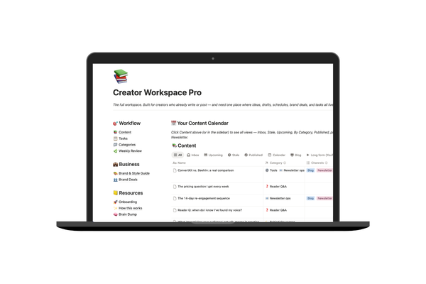 Creator Workspace Pro — Notion Template